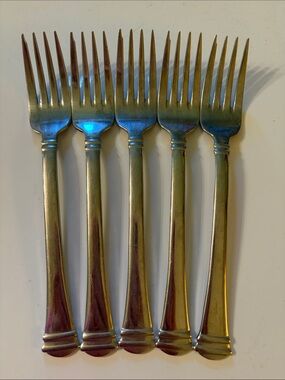 Towle Classique Bands 18/8 glossy stainless flatware set of 5 salad forks VGUC